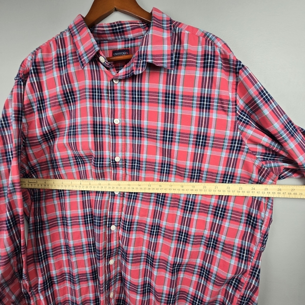 UNTUCKit Plaid Button-up Classic Shirt‎ Santa Barbra Tall Regular Red Men Sz 3XL - Picture 11 of 13